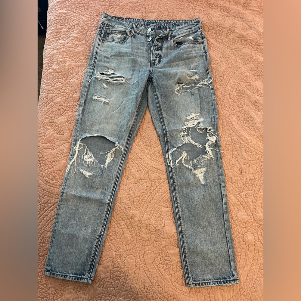 Distressed Blue Jeans